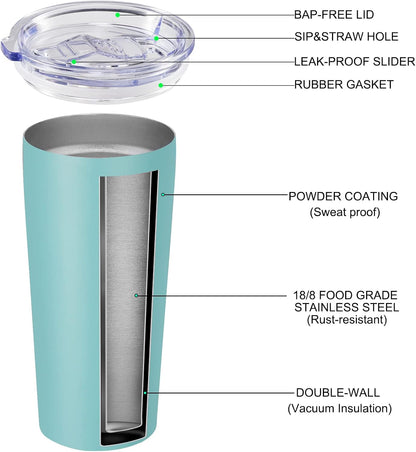 VEGOND 20oz Tumbler Bulk with Lid and Straw 12 Pack, Stainless Steel Vacuum Insulated Tumbler