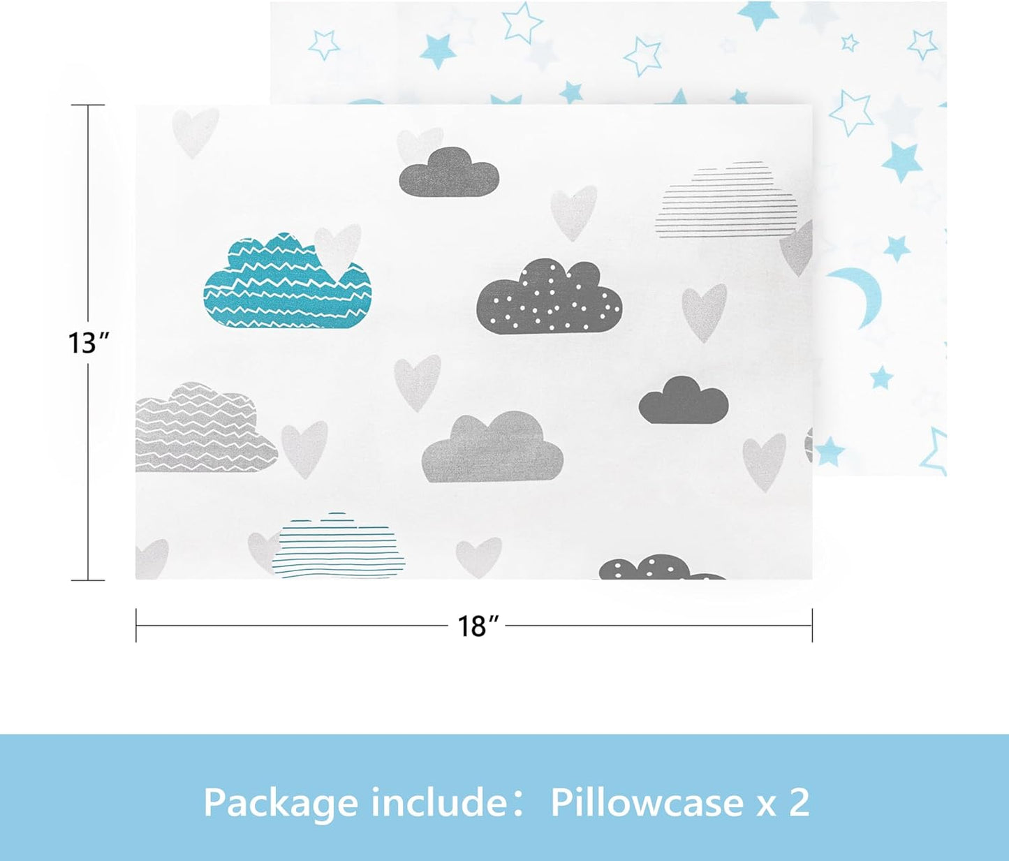 TILLYOU Toddler Pillowcase 2 Pack with Envelope Closure,Silky Soft Microfiber 13" x 18" Kids Travel