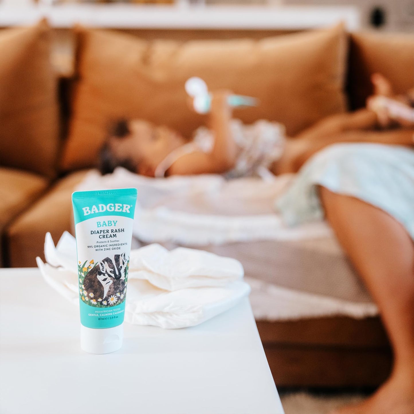 Badger Diaper Cream, 99% Organic Diaper Rash Cream for Baby, Zinc Oxide Ointment w/Soothing
