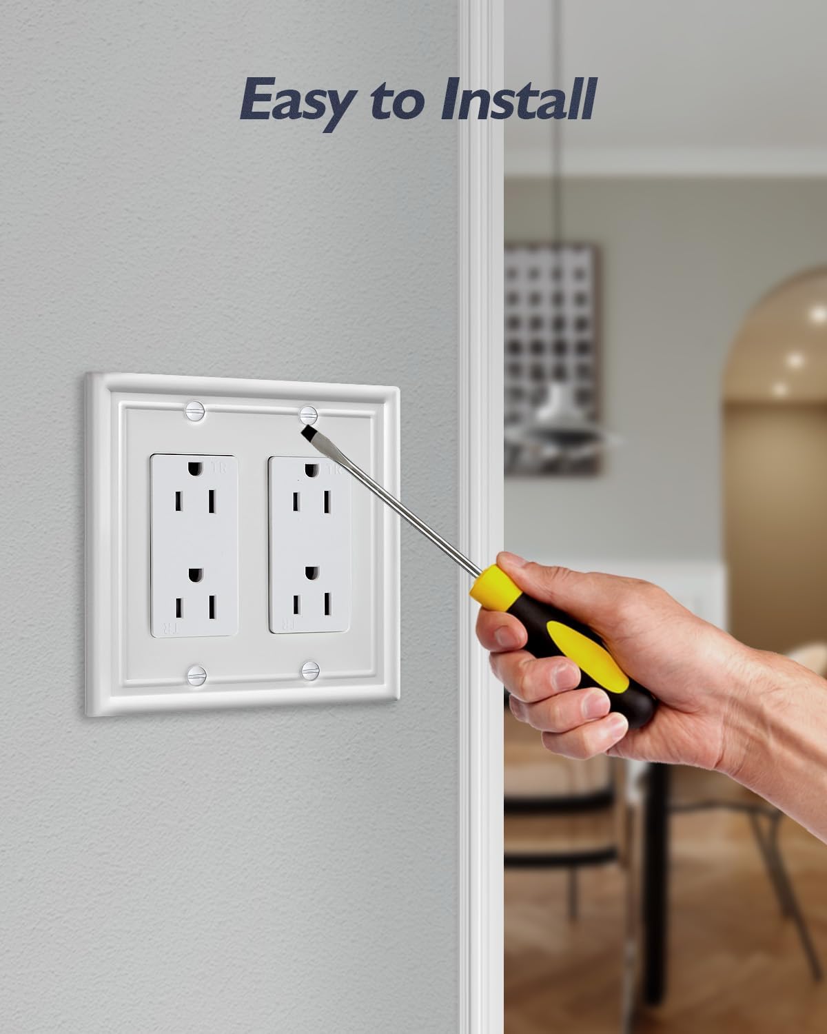 2-Pack Double Decorator Wall Plate, Off White Outlet Cover Plate for GFCI Outlet, Receptacle