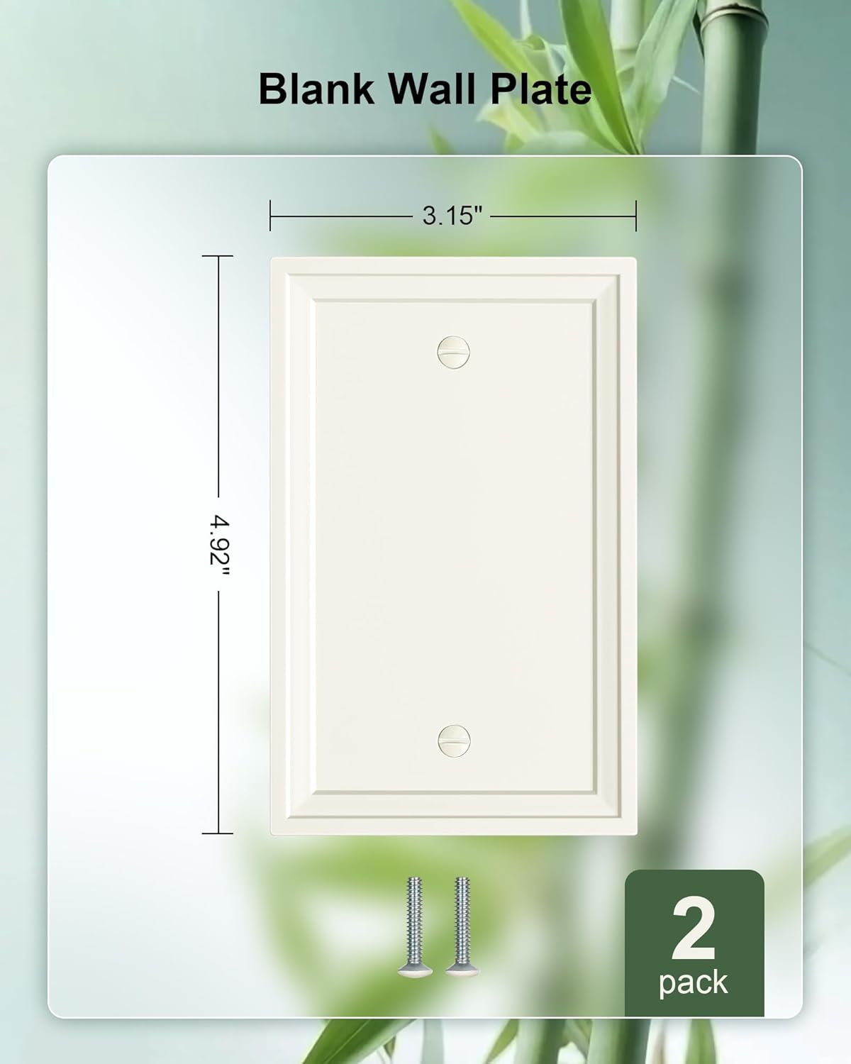 2-Pack Blank Outlet Cover Wall Plate, Natural Material Switch Plates Outlet Covers, Light Almond