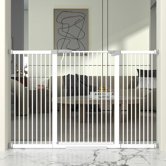 41" Extra Tall Cat Gate for Doorway, 60.3-62.9'' Metal Pet Baby Safe Gate, Extra Wide Pressure