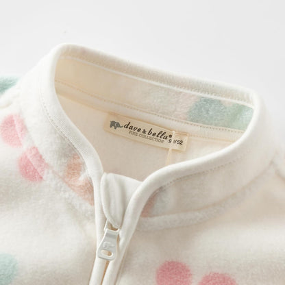 DAVE & BELLA Kids Printed Polar Fleece Jacket Toddler Baby Boys Girls Zip Up Long Sleeve Spring
