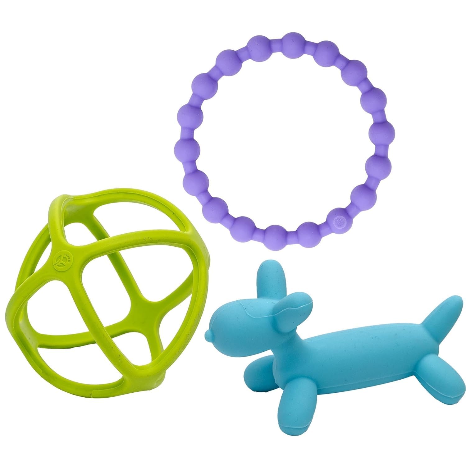 WeeSprout Silicone Baby Teether Toys for Infant Babies and Toddlers, Cute Ring, Puppy Dog, and
