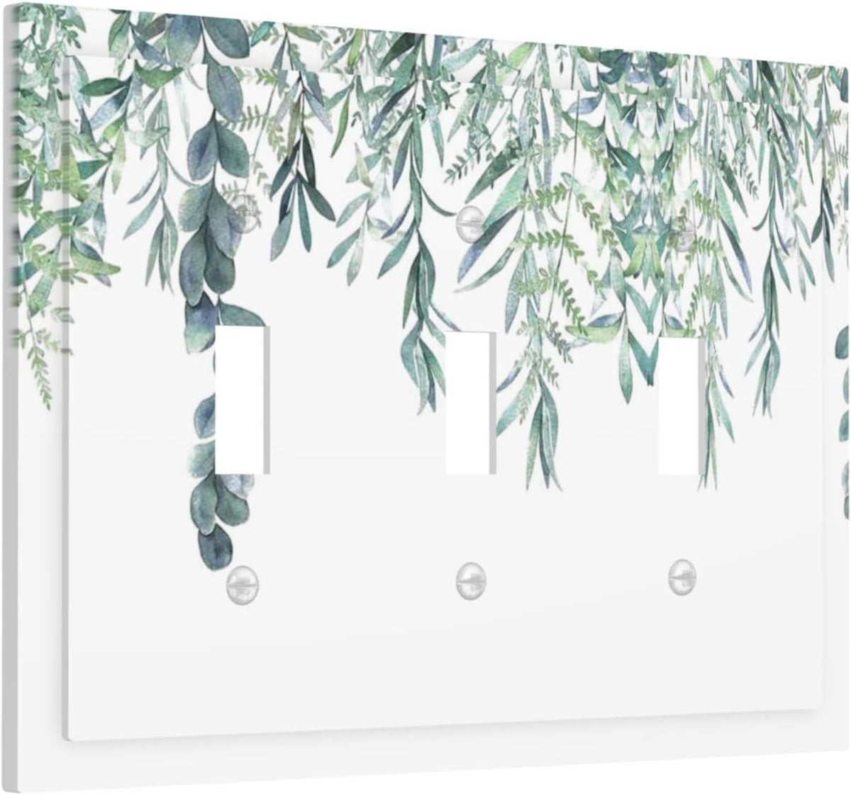 Eucalyptus Leaves Greenery Vine Flowers Simplicity Decorative Switch Plates 3 Gang Wall Plate