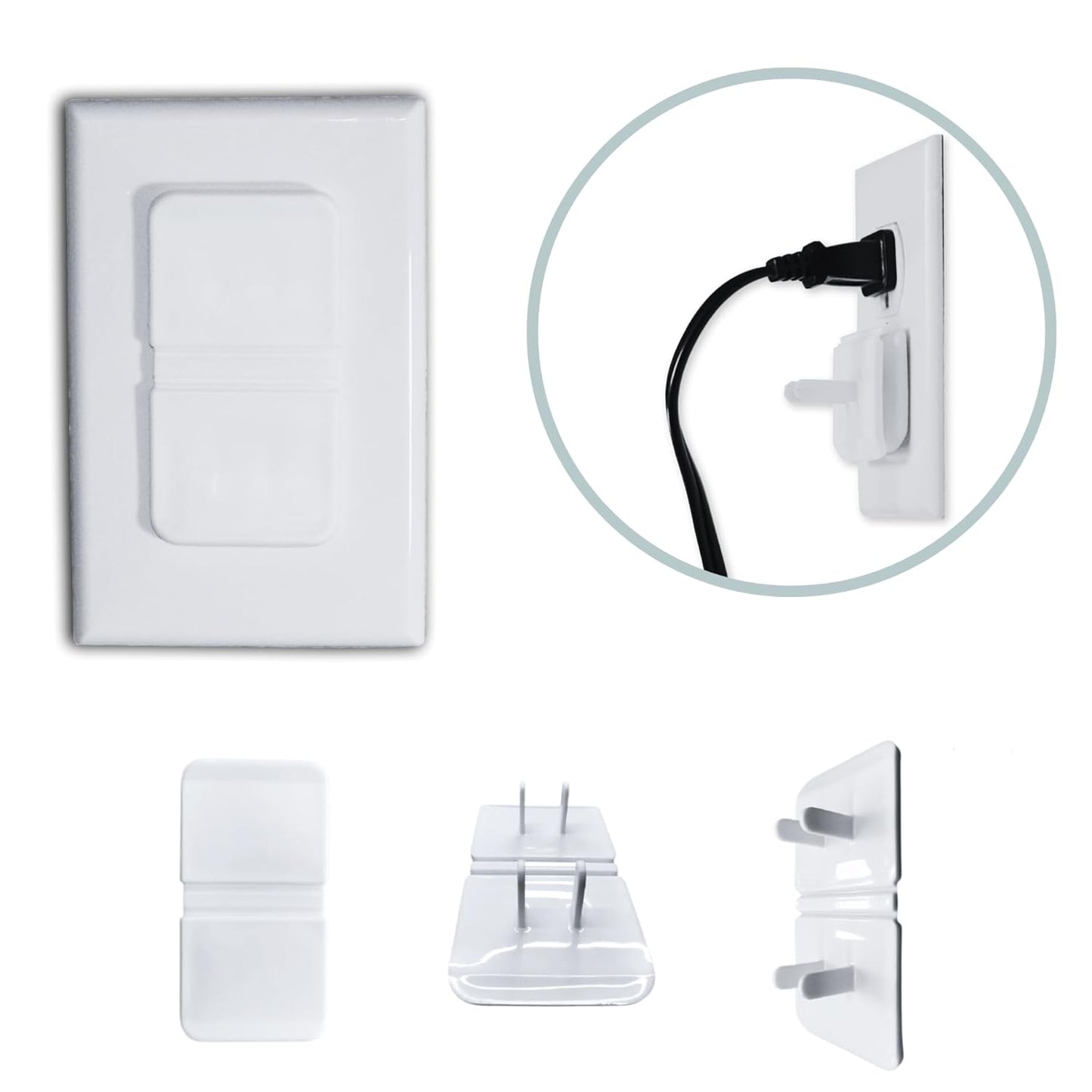 White Double Outlet Covers Baby Proofing (10 Pack, 20 Sockets) | Baby Proof Plug Covers for