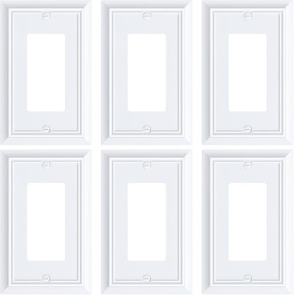6-Pack Decorator Wall Plate Cover, Pure White Decorative Switch Plates and Outlet Covers, Durable