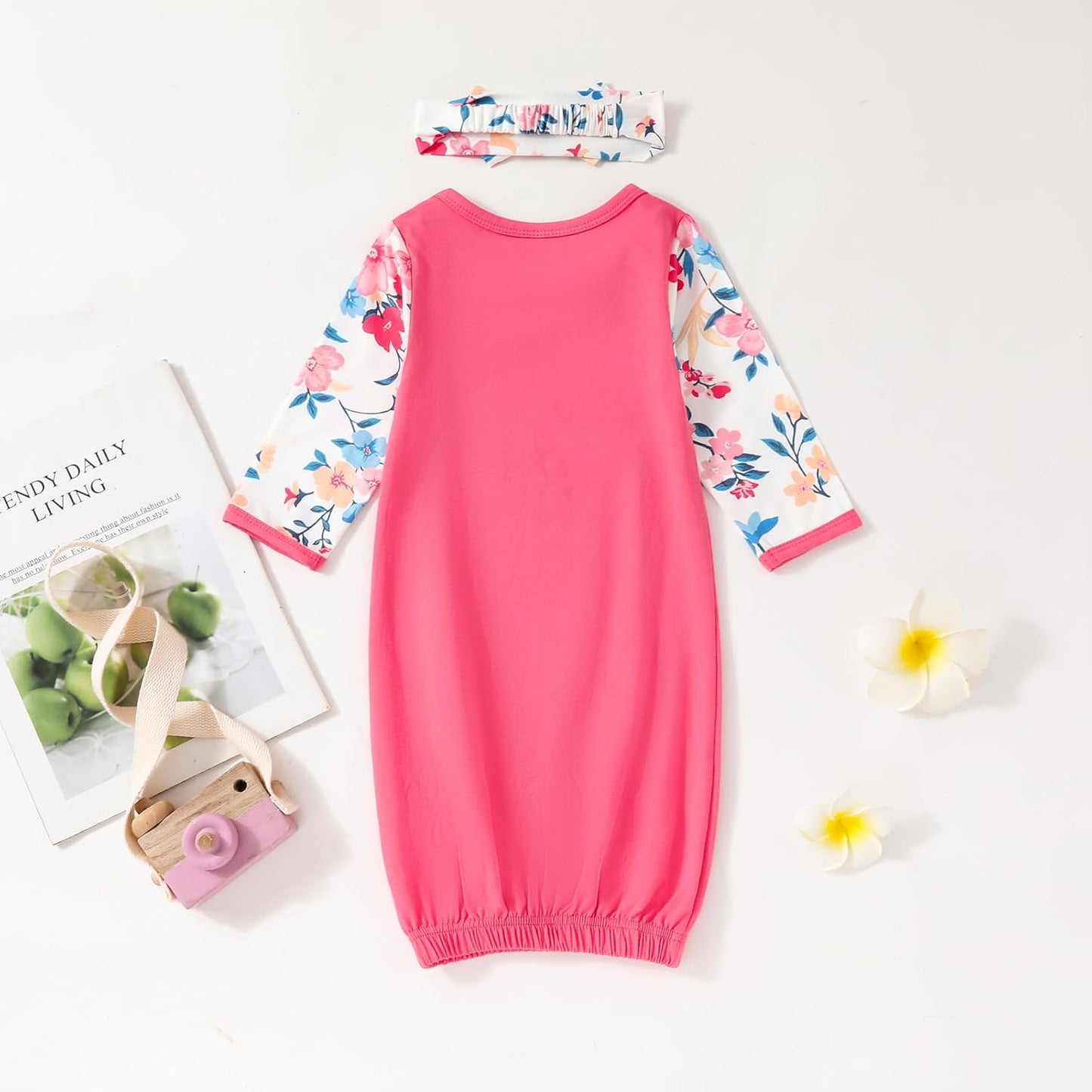 AMAWMW Newborn Baby Girl Little Sister Sleeper Gown Stripe Long Sleeve Nightgown Pajamas Gifts