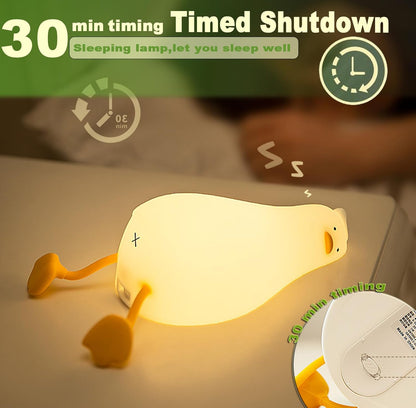 DREAMING MY DREAM Cute Duck Night Light,Rechargeable Fun Lying Flat Duck Lamp,LED Squishy Animal