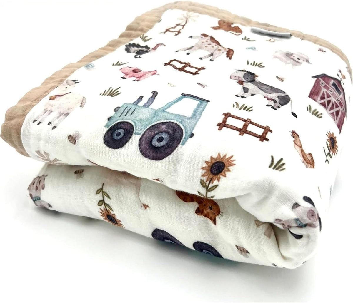 Organic Cotton Muslin Baby Blanket for Boys and Girls - Luxurious Soft Toddler Quilt for Swaddling