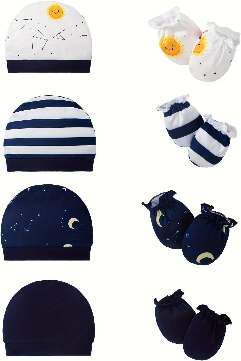 NZRVAWS Newborn Baby Boy Girl Clothes Unisex Infant Romper Pants Set Hat 4-Pack Outfits 0-12 Months