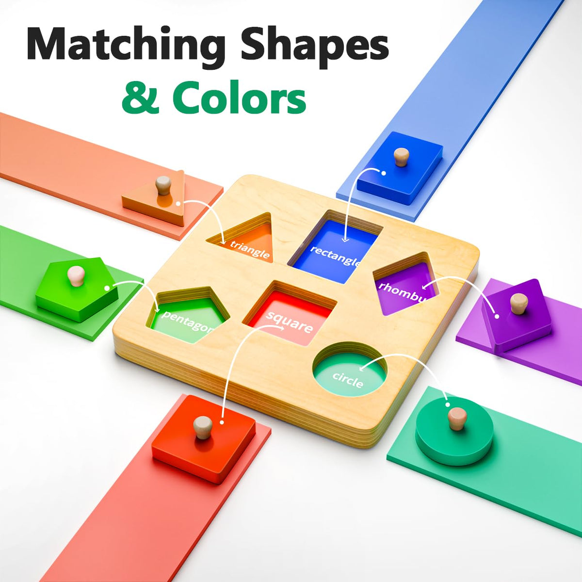 Wooden Shape Peg Puzzles for Toddlers 1 2 Year Old Boys Girls Gifts: Montessori Toys for 1 2 Year