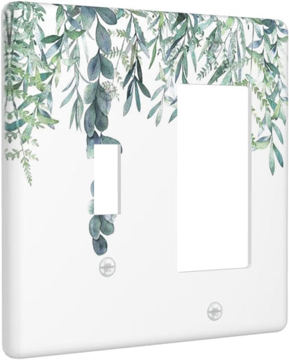 Eucalyptus Leaves Greenery Vine Flowers Simplicity Outlet Covers 1 Toggle 1 Rocker Combination