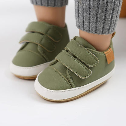 SOFMUO Baby Boys Girls High Top Ankle PU Leather Sneakers Soft Rubber Sole Infant Moccasins Newborn