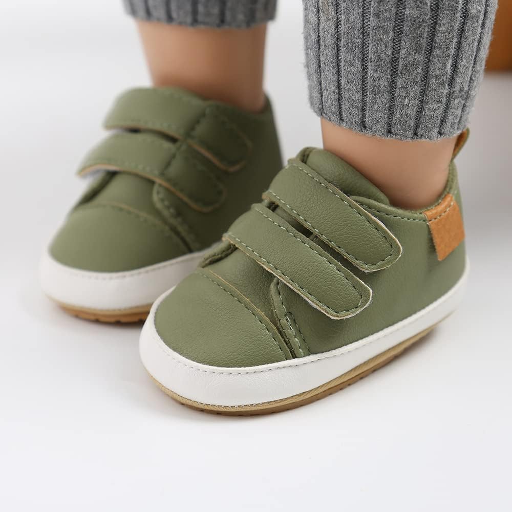 SOFMUO Baby Boys Girls High Top Ankle PU Leather Sneakers Soft Rubber Sole Infant Moccasins Newborn