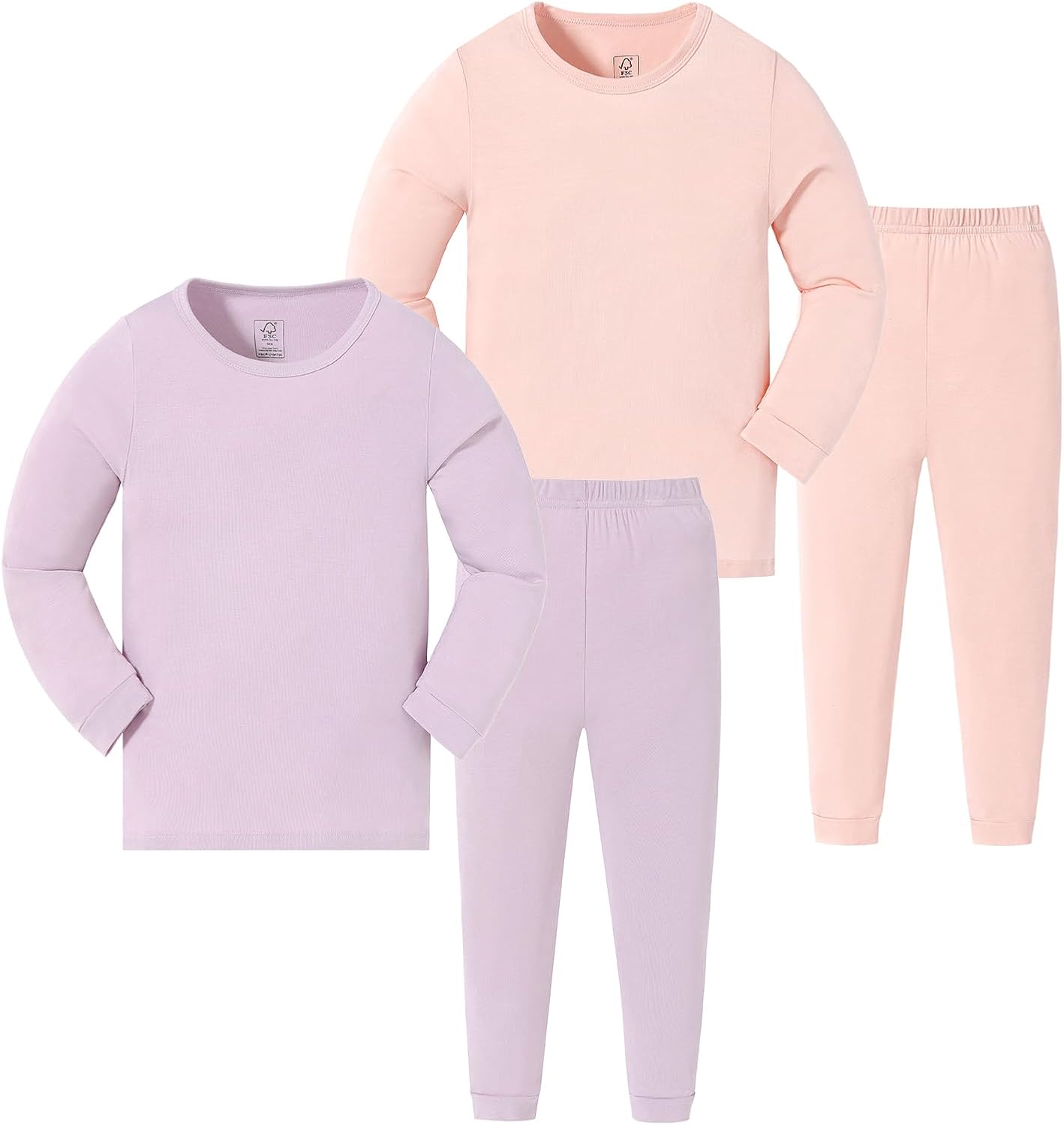 JunNeng Bamboo Viscose Pajamas for Toddler Baby, Boys Girls Solid Snug Fit Pajamas Long Sleeve