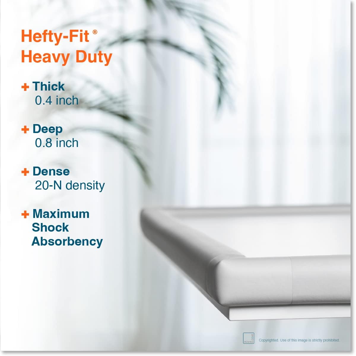 Roving Cove HeftyFit Corner Protector for Baby (8 Large Corners), Heavy-Duty Soft Rubber Foam