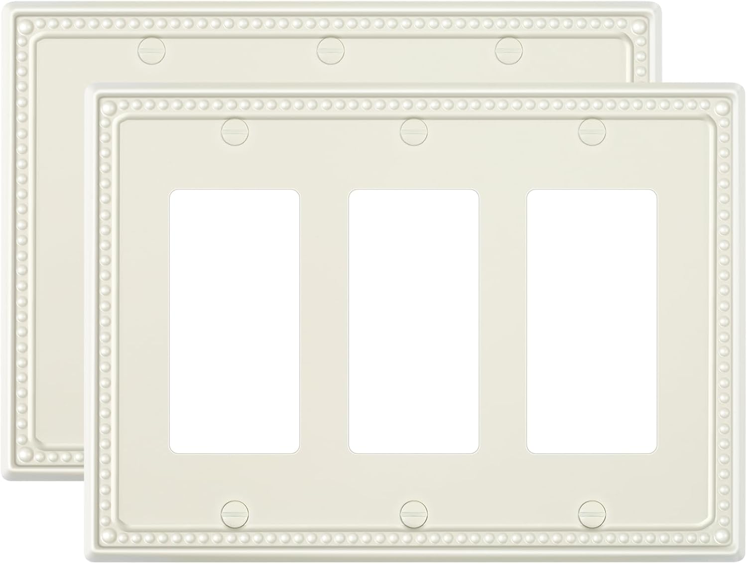 2-Pack Triple Decorator Outlet Cover Plate, Light Almond Pearls Decorative Switch Plates Covers