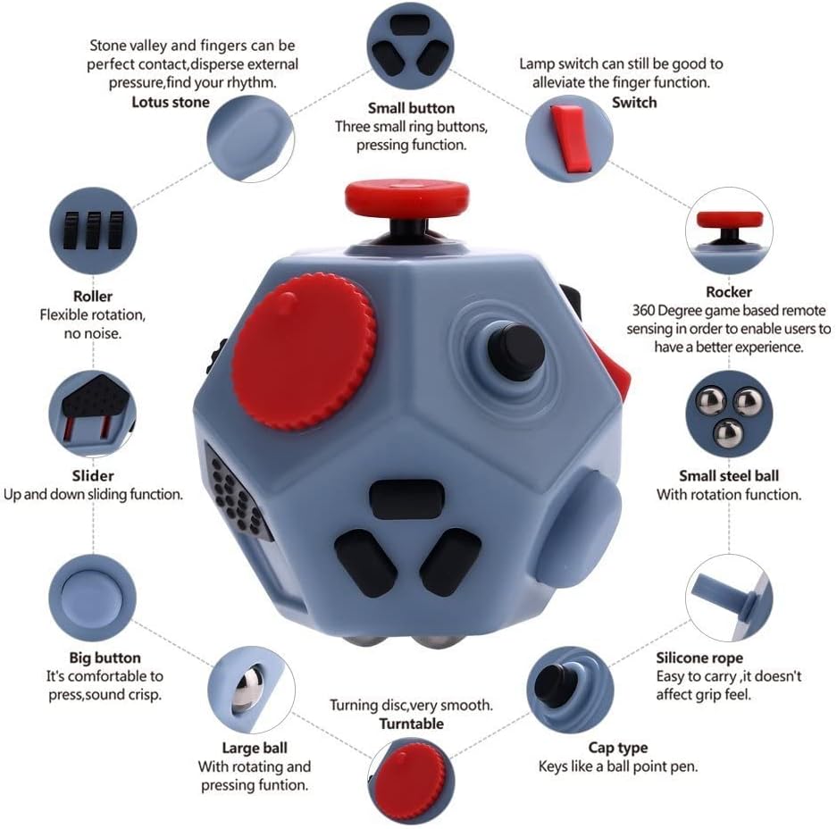 Small Fidget Toys,12 Sided Fidget Toys,Mini Cube Toys Relief Stress,Autism and Anxiety Depression