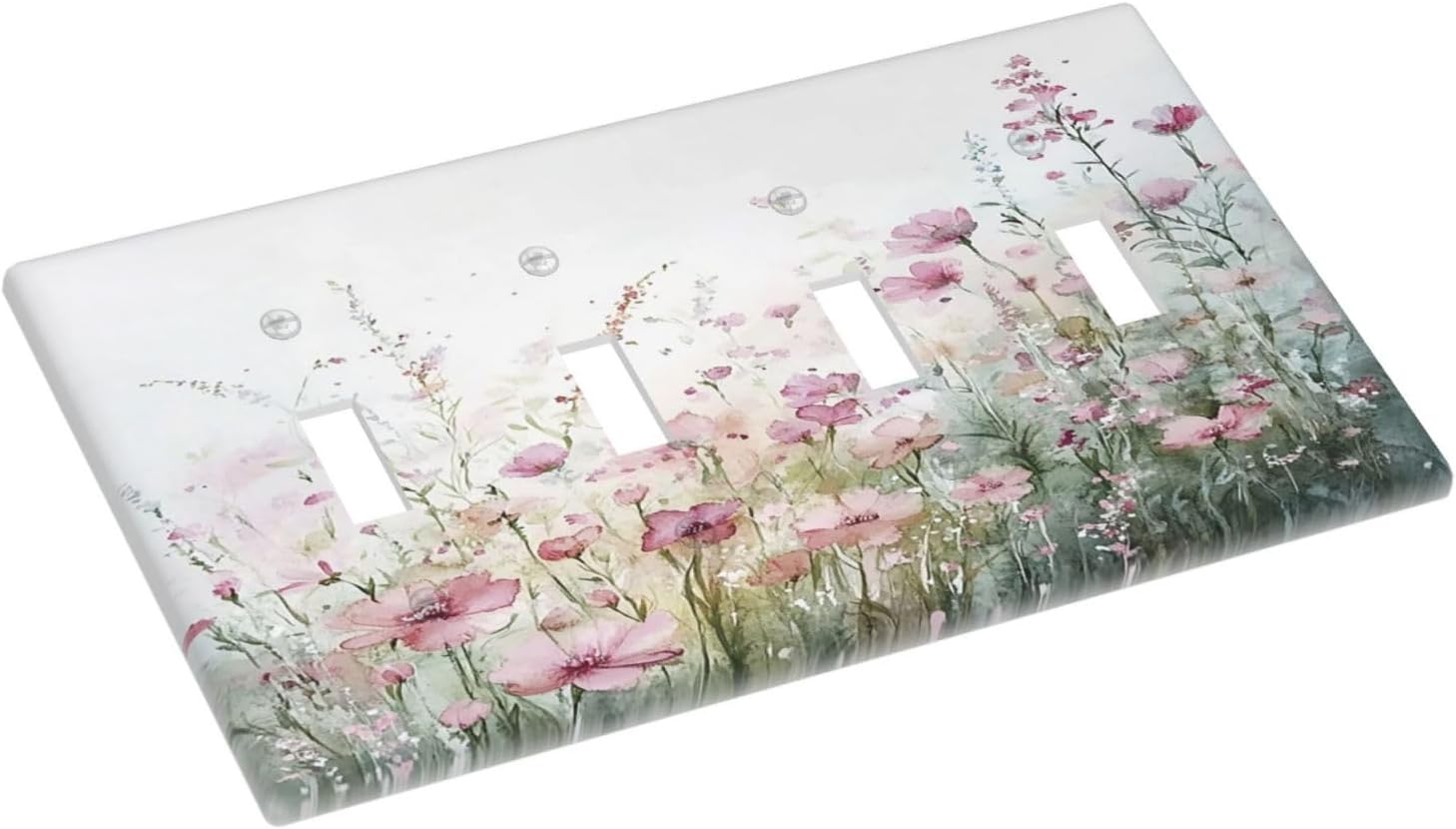 Light Switch Covers Wildflower Botanical Watercolor Floral Quad Toggle Electrical Faceplate 4 Gang