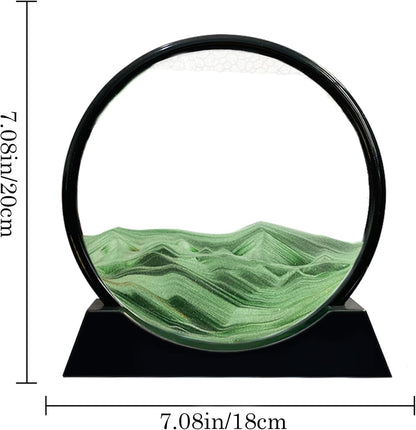 Aoderun Moving Sand Art Picture Round Glass 3D Deep Sea Sandscape in Motion Display Flowing Sand