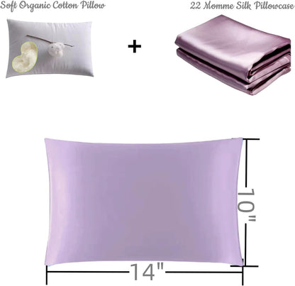 Organic Silk Baby Pillowcase with Zipper, Small 10"x13" Pillow Cover for Boys & Girls, Ideal for