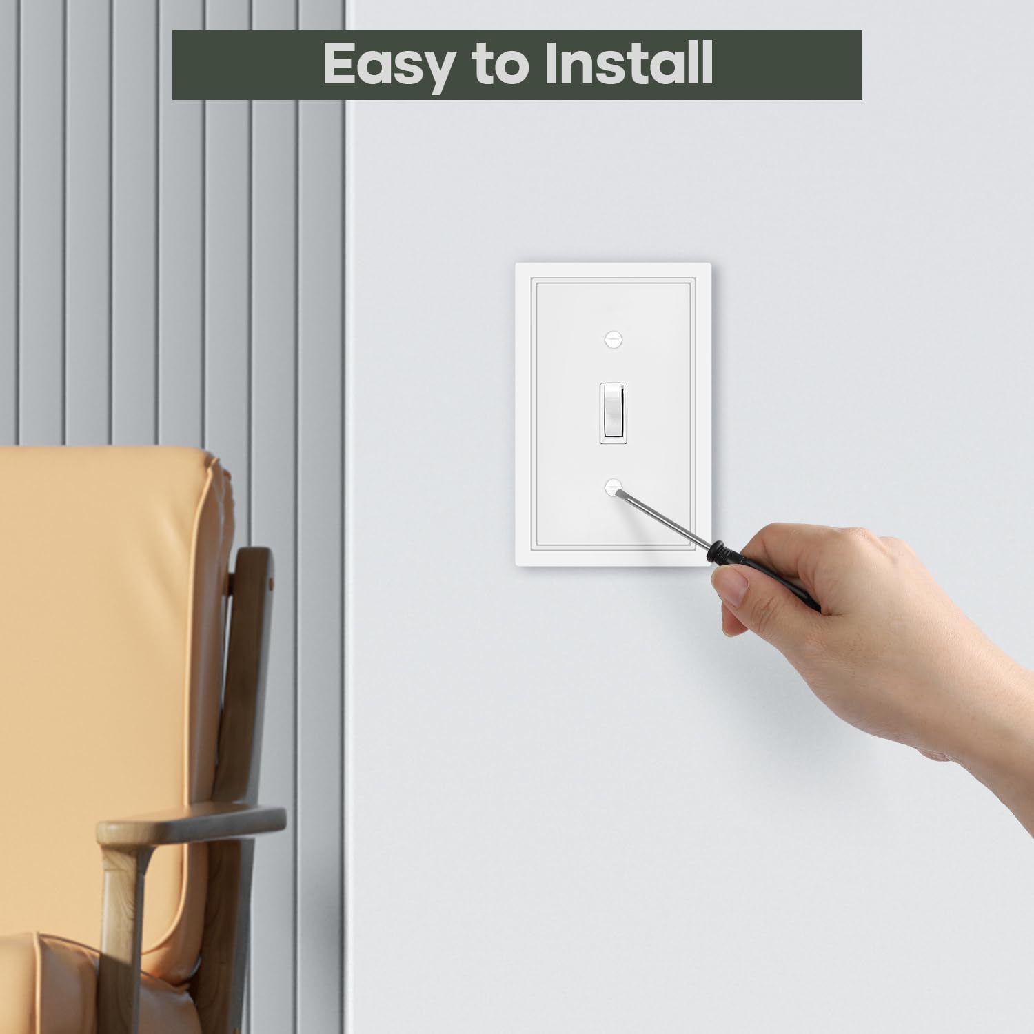 White Decorative Light Switch Cover Plate, Classic Single Toggle Switch Plate Covers, Natural