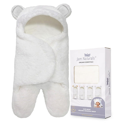 Jam Naturals- Baby Swaddle Blanket, Cute Bear Organic Receiving Swaddling Wrap, Gender Neutral Soft