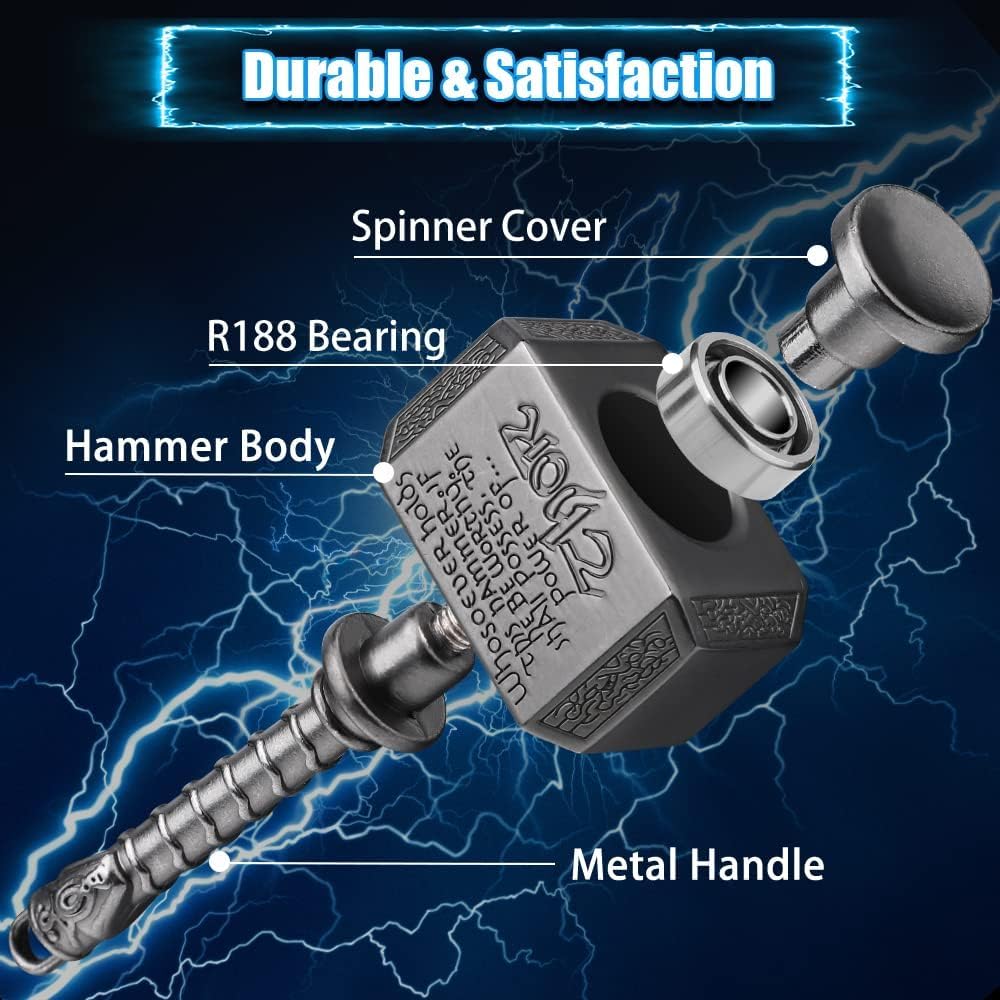 Transformable Fidget Spinner, Metal Hand Hammer Fidgit Toy for Kids Adults, Cool Shield Chain
