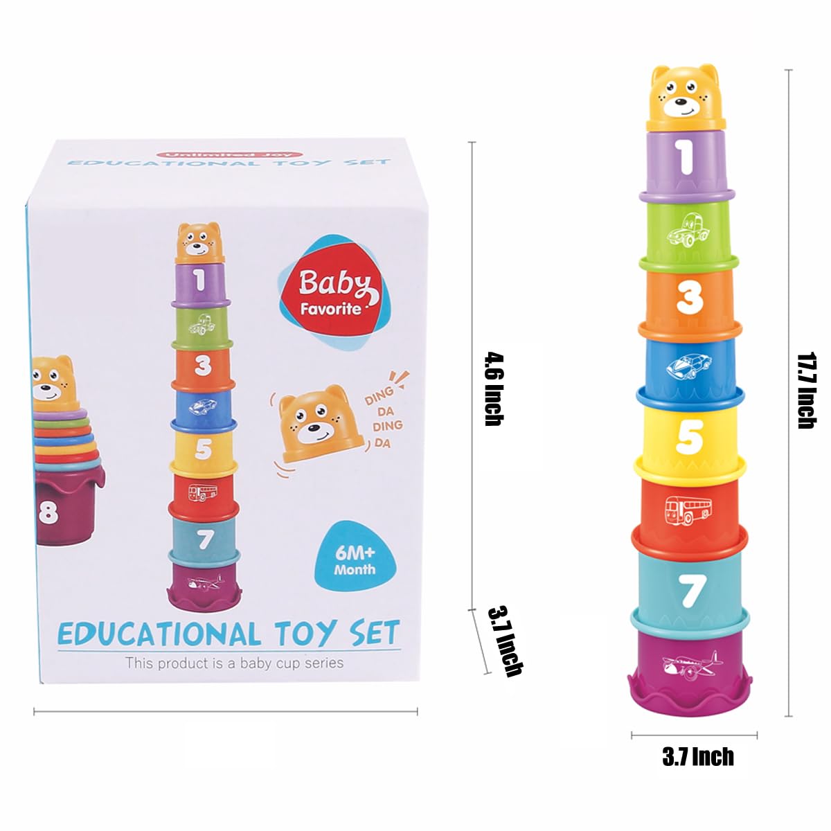 Cosaway Baby Stacking Nesting Cups Toys, Baby Toys 6 to 12 Months, Montessori Toys for Toddler