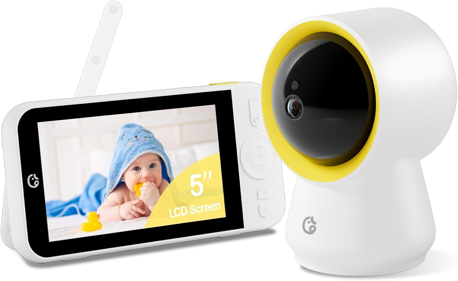 Ellie Baby Monitor No WiFi, Baby Monitor with Camera and Audio, 5" IPS 1080P with Wall Mount