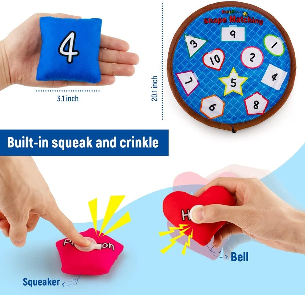 beetoy Shapes Bean Bags Matching Game - Toddler Preschool Learning Activities Memory for Numbers