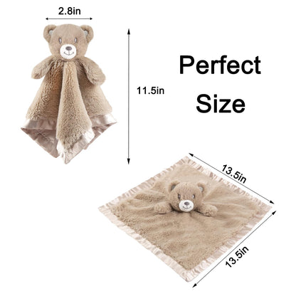 Baby Bear Security Blanket Soft Minky Baby Lovey Animal Plush Blanket Unisex Lovie Gift for