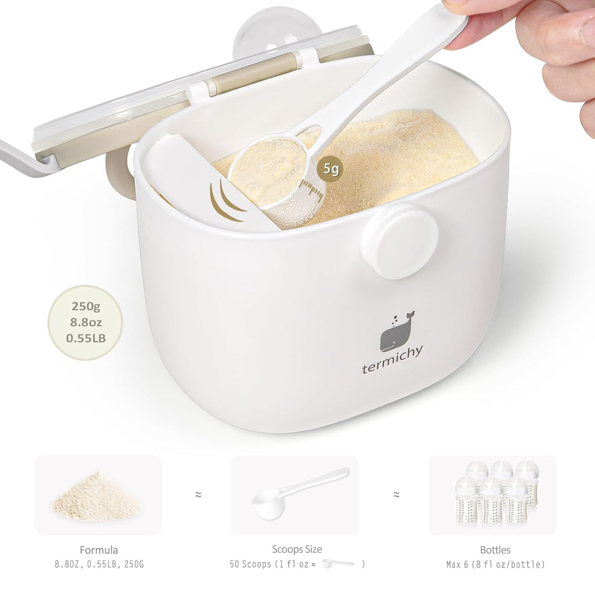Termichy Baby Formula Dispenser, Portable Formula Dispenser Container with Scoop and Carry Handle