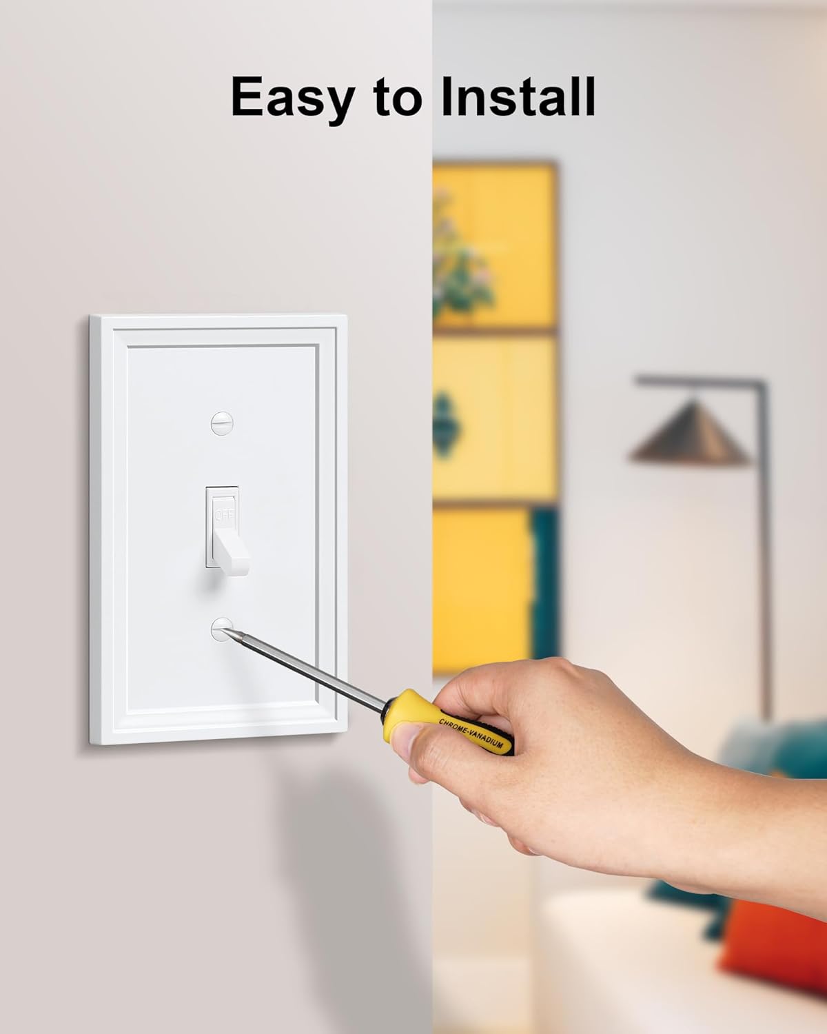 4-Pack Single Toggle Light Switch Covers Wall Plate, Pure White Decorative Switch Plate Covers, 1