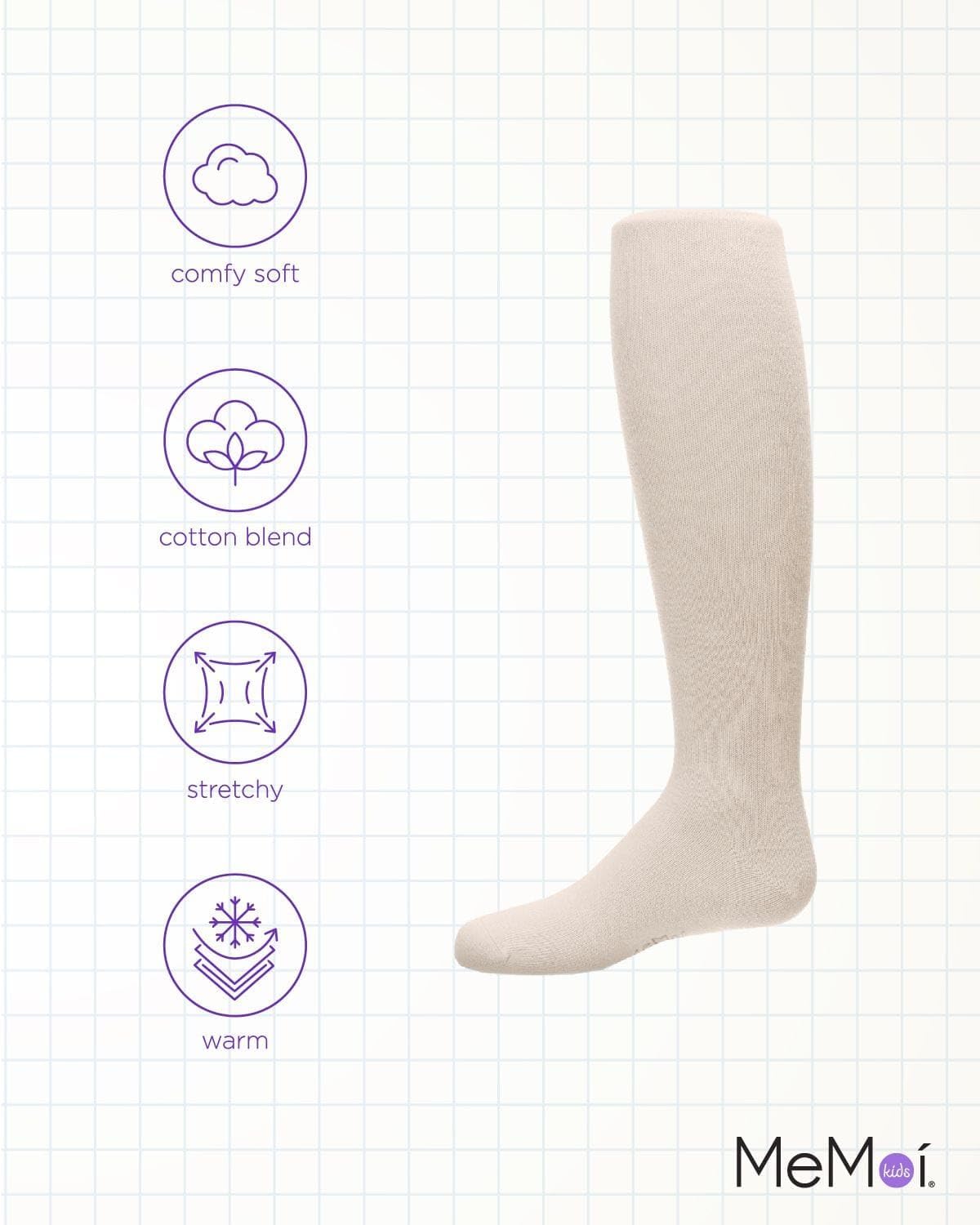 MeMoi Soft Pima Cotton Tights for Girls, Soft and Lightweight Opaque Tights for girls - Sizes 8 to