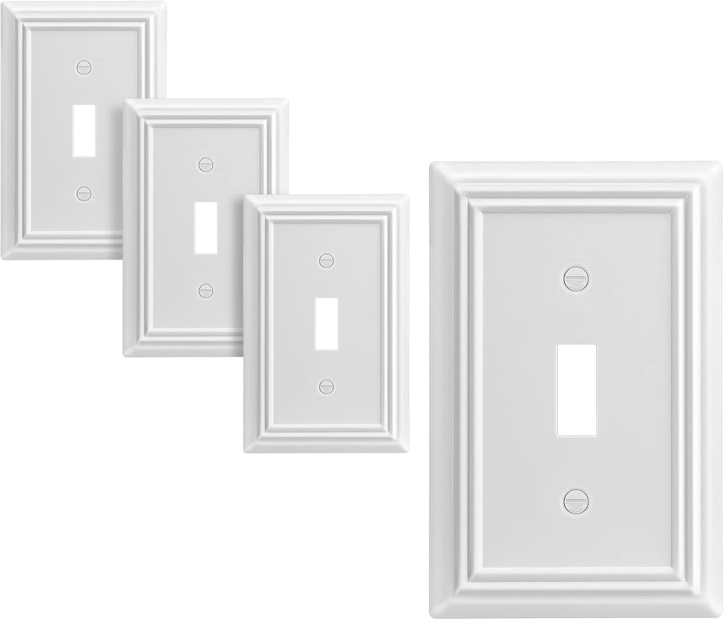 DEWENWILS 4-Pack Toggle Wallplate, Metal Light Switch Covers with White Finish, Heavy Duty Face