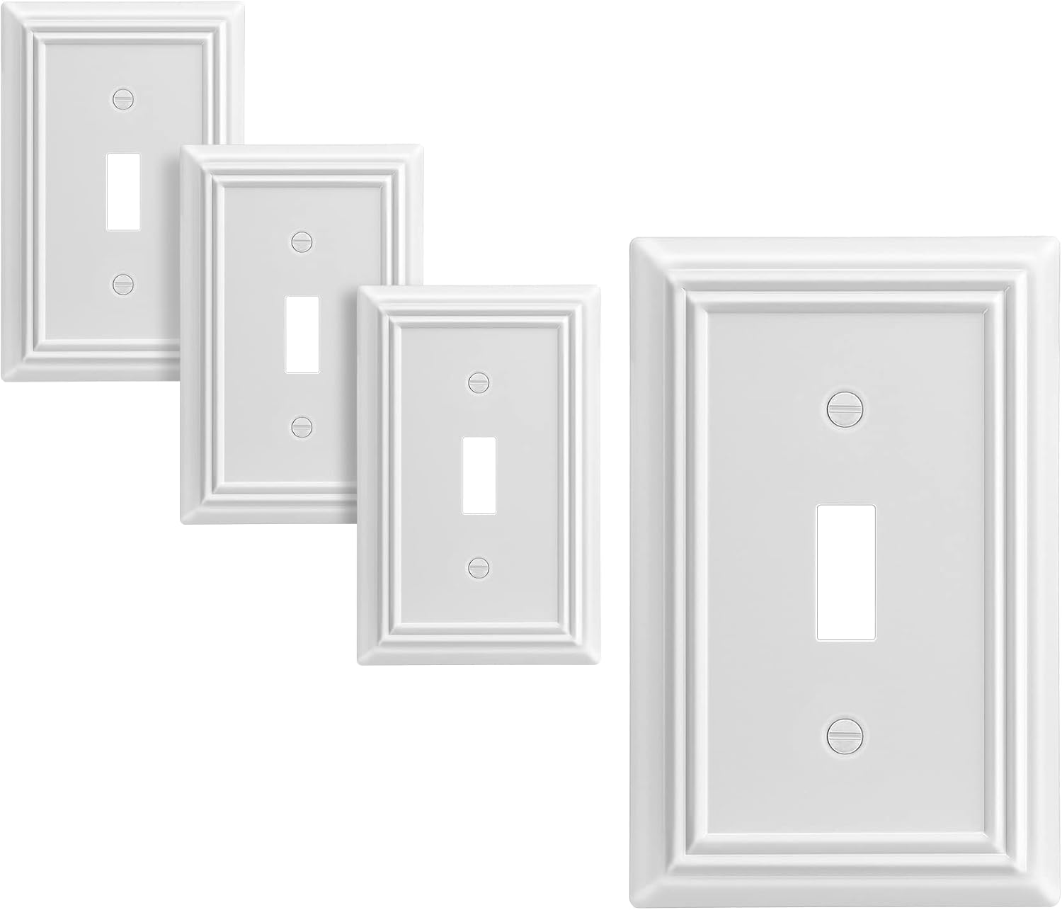 DEWENWILS 4-Pack Toggle Wallplate, Metal Light Switch Covers with White Finish, Heavy Duty Face
