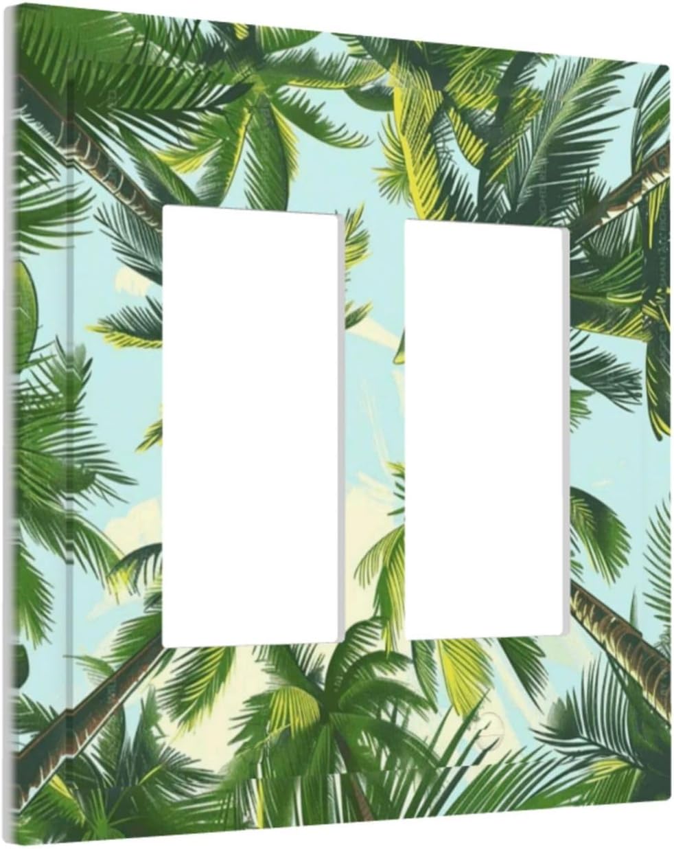 Summer Sky Coconut Palms Trees Green Plants Leaf Decorative Outlet Covers 2 Gang Double GFCI Rocker