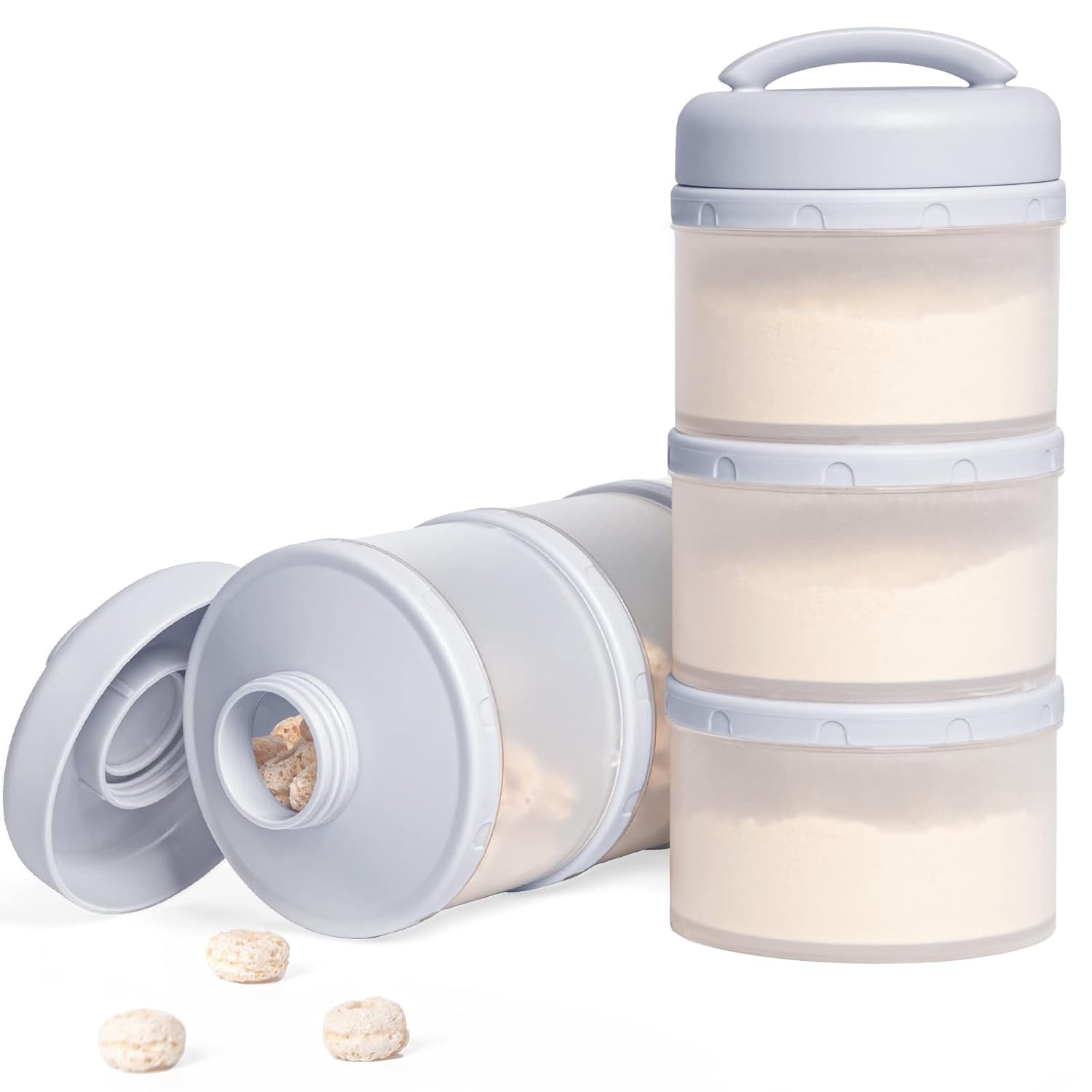 Termichy Stackable Formula Dispenser Portable Milk Powder Container, 2 Pack, Grey