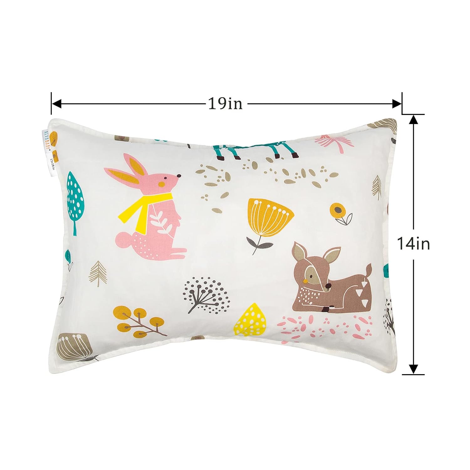 ALVABABY Toddler Pillowcases 2 Pack Organic Cotton Kids Pillow Cover Fit 13"x 18" or 14"x19"