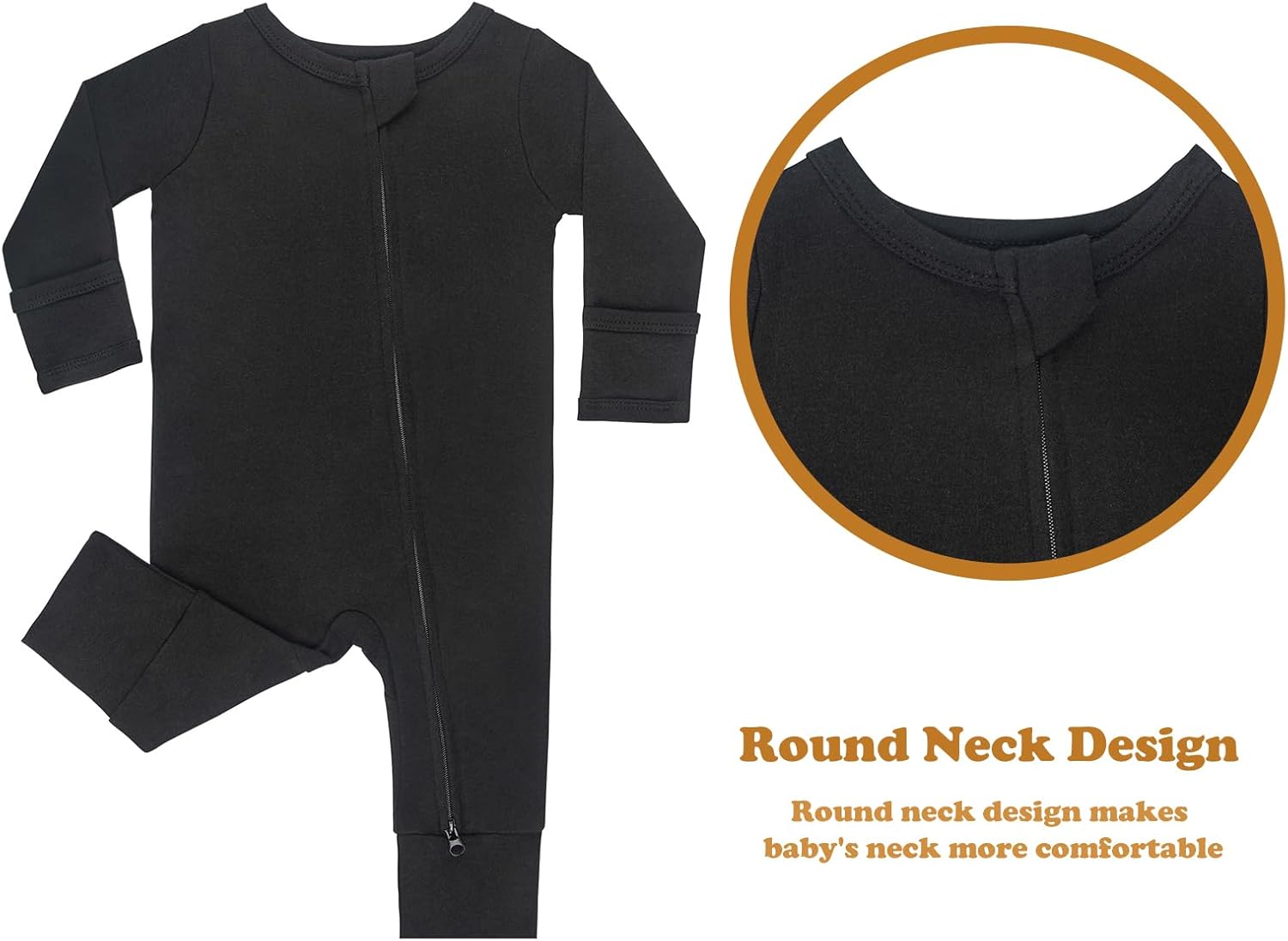 GUISBY Long Sleeve Cotton Pajamas Footless Baby Bodysuits with Zipper and Mittens 3-Pack for Boys