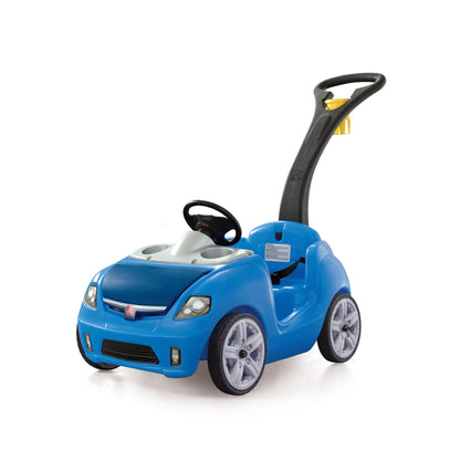 Step2 Whisper Ride II Kids Push Car, Ride-On Car with Seat Belt and Horn, Quick Fold Handle