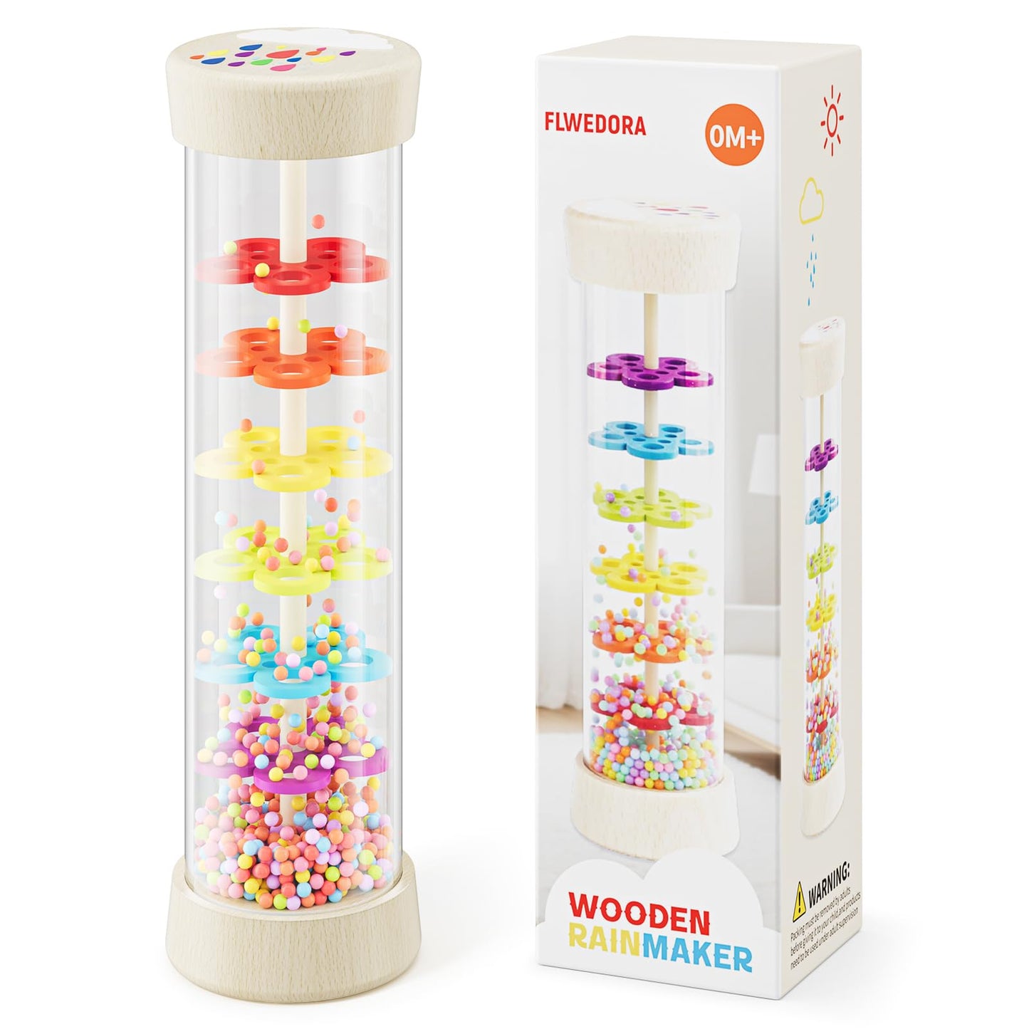 Rain Stick, Montessori Baby Toys for 6-12 Months 1 Year Old, Wooden Rainmaker Baby Rattle Sensory