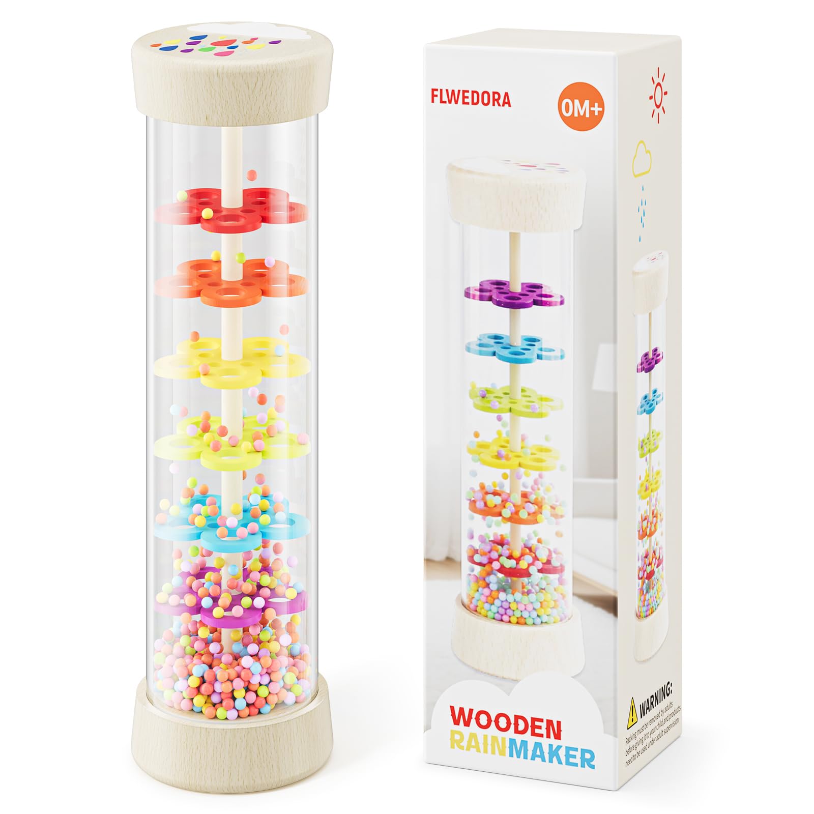 Rain Stick, Montessori Baby Toys for 6-12 Months 1 Year Old, Wooden Rainmaker Baby Rattle Sensory