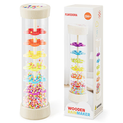 Rain Stick, Montessori Baby Toys for 6-12 Months 1 Year Old, Wooden Rainmaker Baby Rattle Sensory