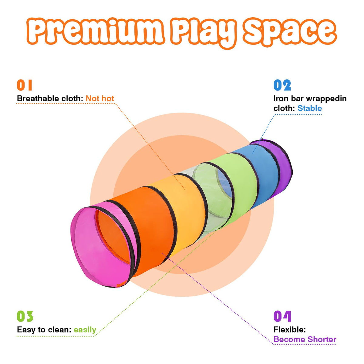 Kids Play Tunnel for Toddlers,Pop Up Crawl Through Tunnel Play Tent for Baby Infant Children or