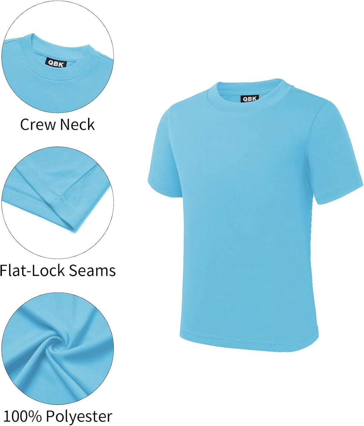 QBK 2T to Youth Neon Shirt Kids UPF 50+ Dry Fit Athletic Short Sleeve Rash Guard T Shirts for Boys