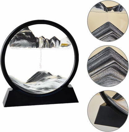 Moving Sand Art Picture in Motion Round Glass 3D Deep Sea Landscape, Dynamic Sand Art Sandscapes