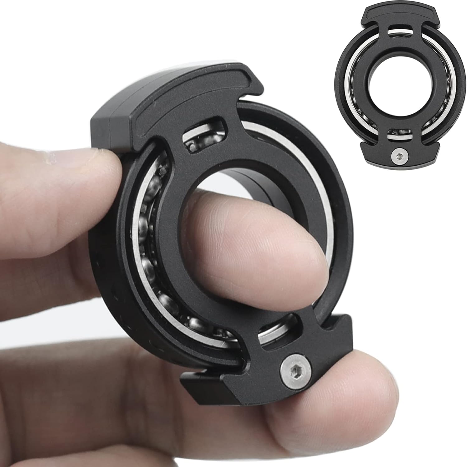FREELOVE Ring Fidget Spinner for Adults, Men Finger Haptic Roller, Small Metal Clicker Toys, Ball